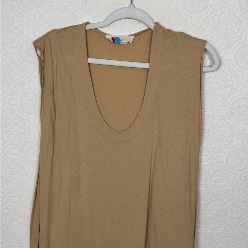 Free People FP Beach Tan Sleeveless Midi Dress XS Cotton Casual Shapeless - Picture 2 of 8